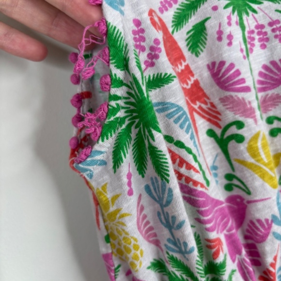 Mini Boden Dress 11-12 Tropical Floral Parrot Pockets Short Sleeve Preppy Beach - Picture 3 of 11